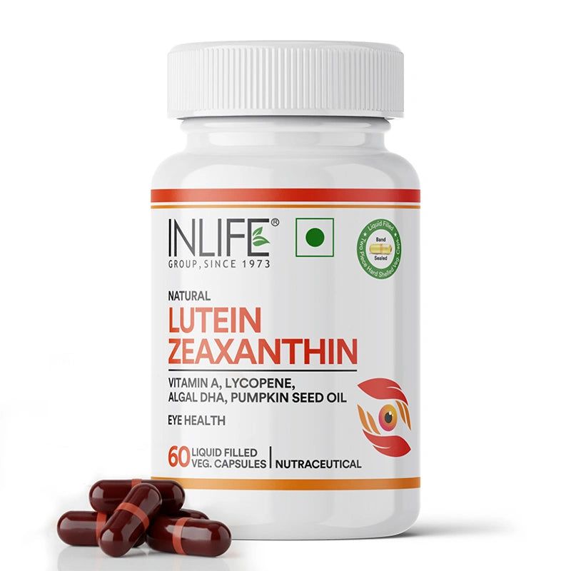 Inlife Natural Lutein & Zeaxanthin Liquid Filled Veg. Capsules | Eye Health & Antioxidant Support