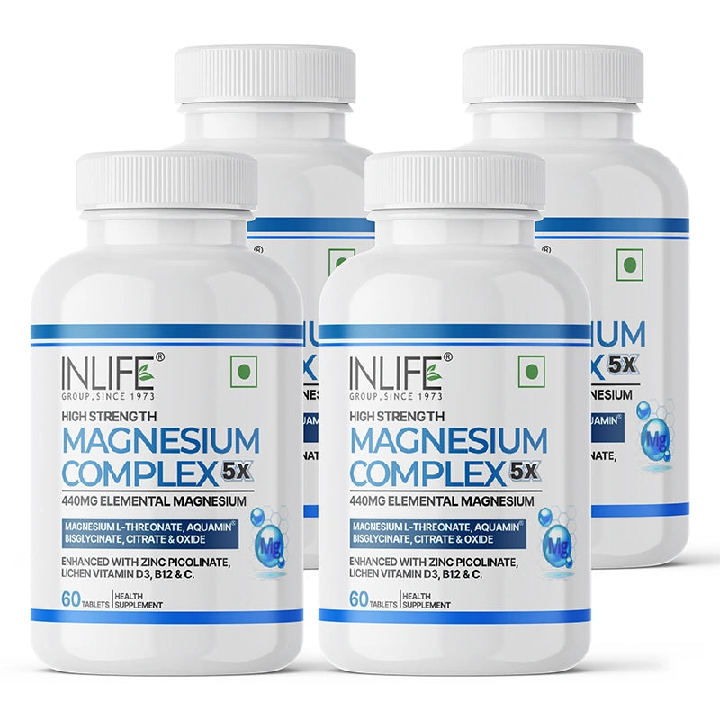 Inlife 5X Magnesium Complex 2000mg with Zinc, Vitamin C, D3, B12 Veg.Tablets