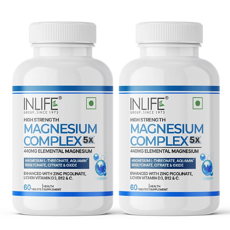Inlife 5X Magnesium Complex 2000mg with Zinc, Vitamin C, D3, B12 Veg.Tablets