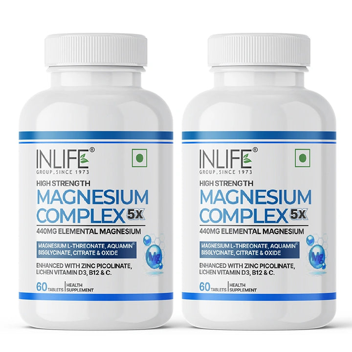 Inlife 5X Magnesium Complex 2000mg with Zinc, Vitamin C, D3, B12 Veg.Tablets