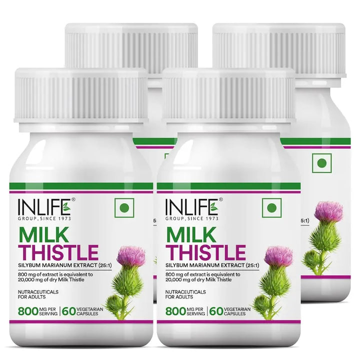 INLIFE Milk Thistle Extract 800mg (Per Serving) | 80% Silymarin Liver Support Supplement