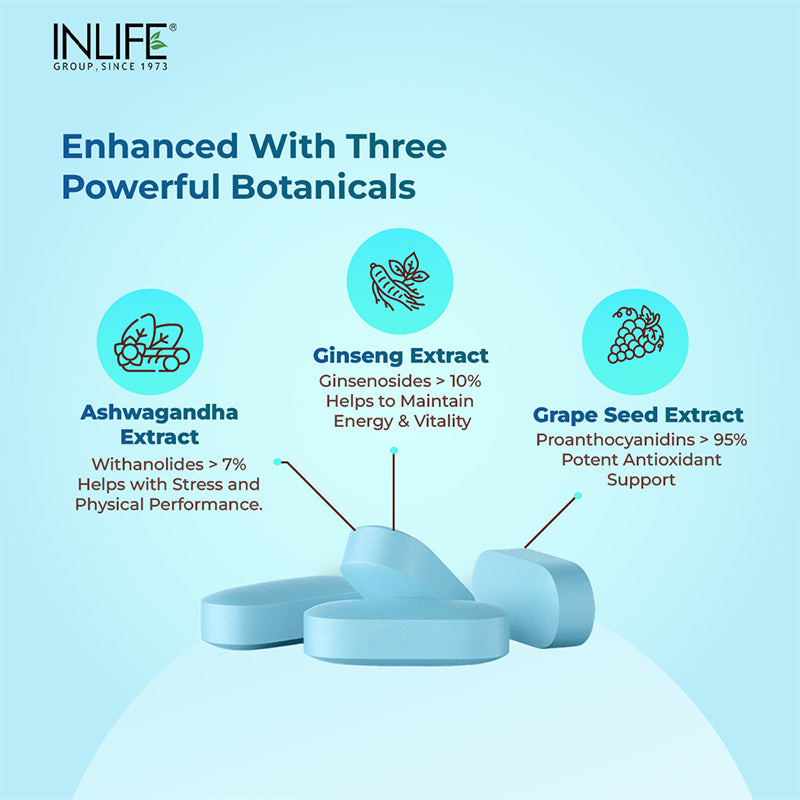 Inlife Multivitamin and Minerals Tablets for Men | Ashwagandha, Ginseng, Grape Seed Extract