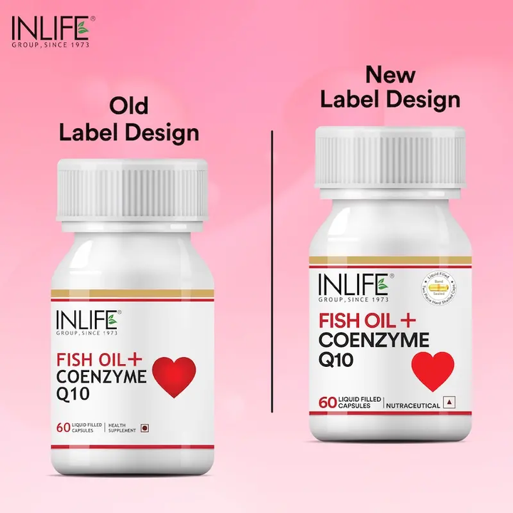 INLIFE Fish Oil Coenzyme Q10 Omega 3 Supplement (Fast Release) - 60 Liquid Filled Capsules