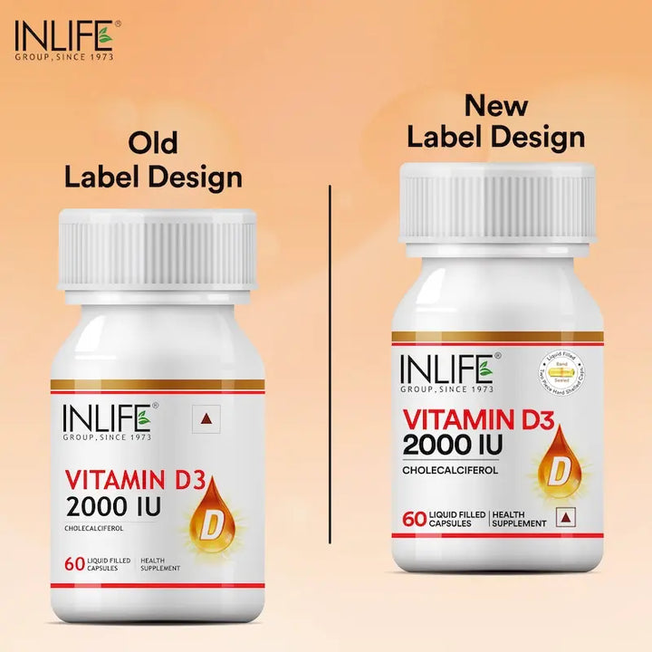 INLIFE Vitamin D3 (Cholecalciferol) 2000 IU - 60 Liquid Filled Capsules