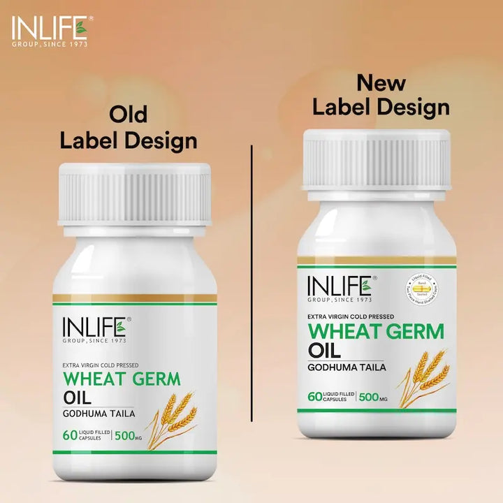 INLIFE Wheat Germ Oil Supplement | Natural Source of Vitamin E, 500 mg - 60 Liquid Filled Capsules