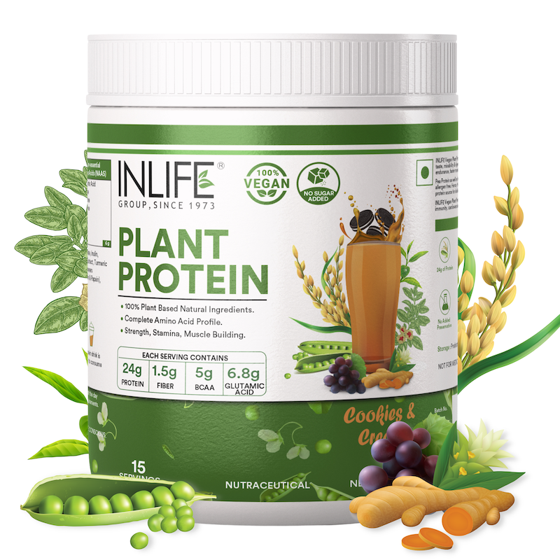 INLIFE Vegan Plant Protein 24g Protein (Pea & Brown Rice) Supplement
