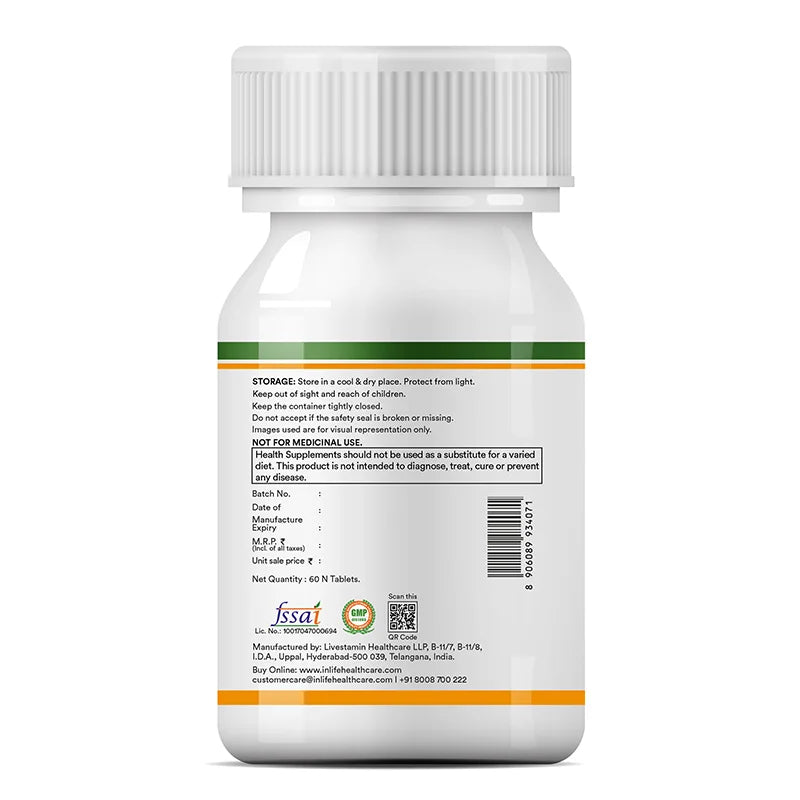 INLIFE Calcium Magnesium Zinc Vitamin D K2 Folic Acid & B12 Supplement