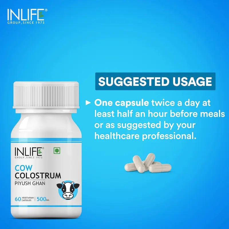 INLIFE Colostrum Capsules 500mg | Ayurvedic Immune & Gut Health Supplement