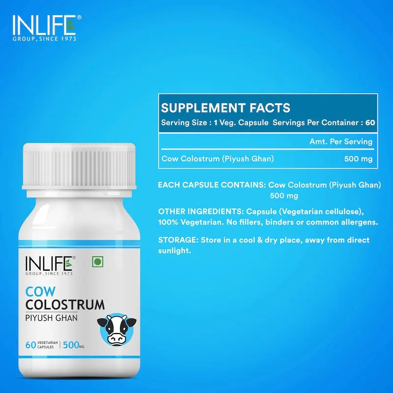 INLIFE Colostrum Capsules 500mg | Ayurvedic Immune & Gut Health Supplement