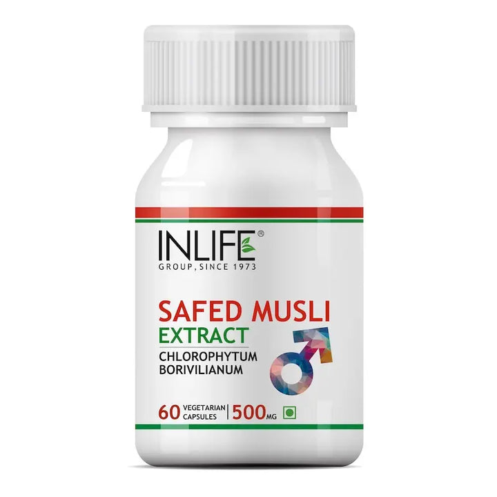 INLIFE Safed Musli Capsules 500mg | Natural Supplement for Strength, Stamina, and Immunity