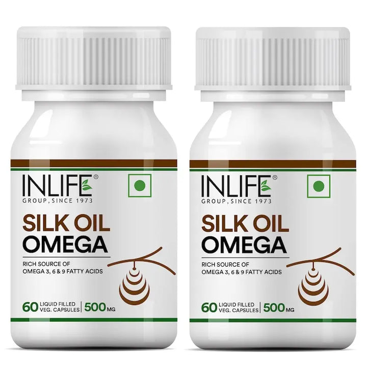 INLIFE Silk Oil Veg. Omega 3 6 9 Capsules | 500mg