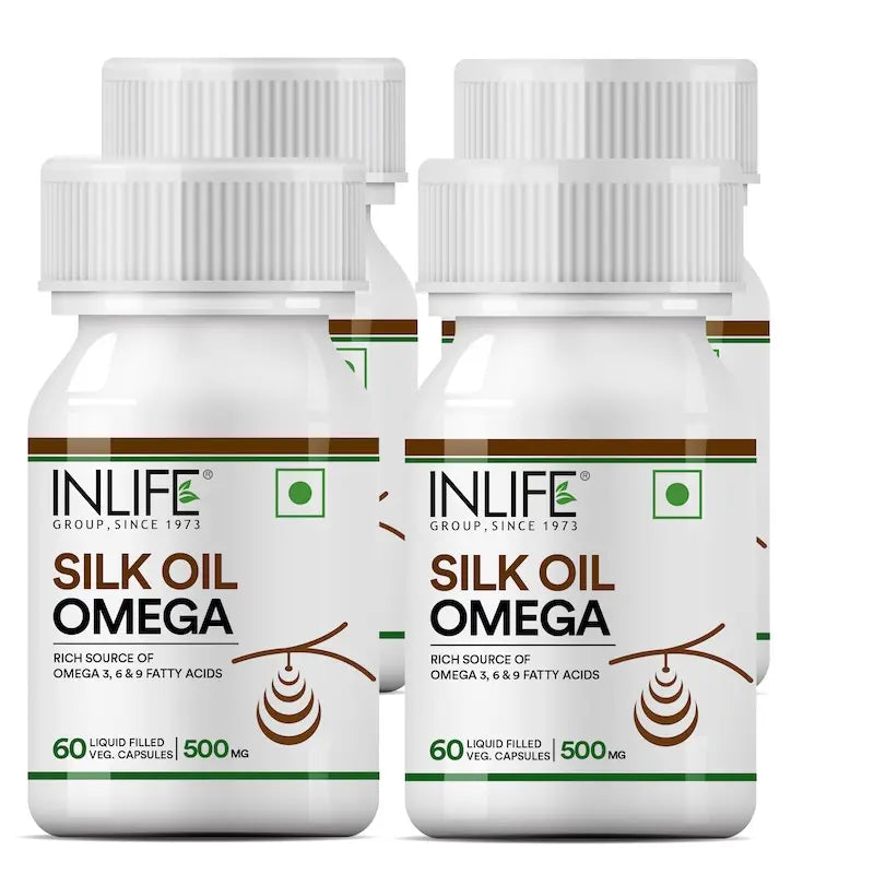 INLIFE Silk Oil Veg. Omega 3 6 9 Capsules | 500mg