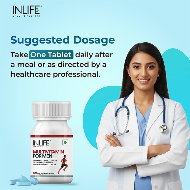 Inlife Multivitamin and Minerals Tablets for Men | Ashwagandha, Ginseng, Grape Seed Extract