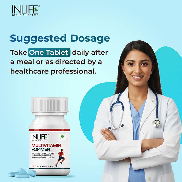 Inlife Multivitamin and Minerals Tablets for Men | Ashwagandha, Ginseng, Grape Seed Extract