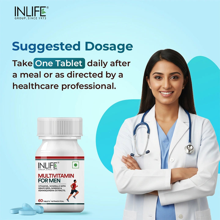 Inlife Multivitamin and Minerals Tablets for Men | Ashwagandha, Ginseng, Grape Seed Extract
