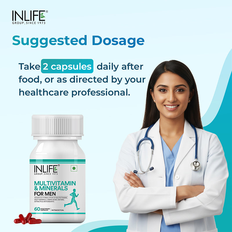 INLIFE Multivitamins & Minerals Amino Acids Antioxidants for Men Health Supplement