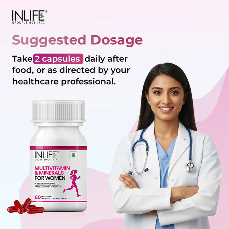 INLIFE Multivitamins & Minerals Antioxidants for Women Daily Formula Vitamins Supplement