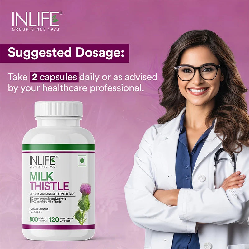 Inlife Milk Thistle Extract 800mg | 80% Silymarin Liver Support Supplement