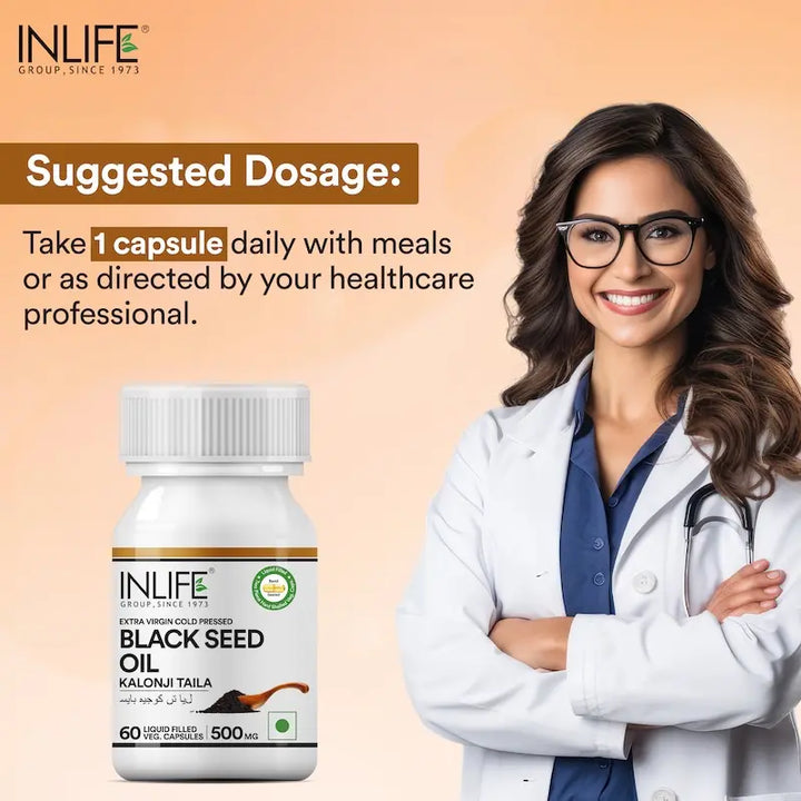 INLIFE Black Seed Oil Extra Virgin Cold Pressed, 500 mg