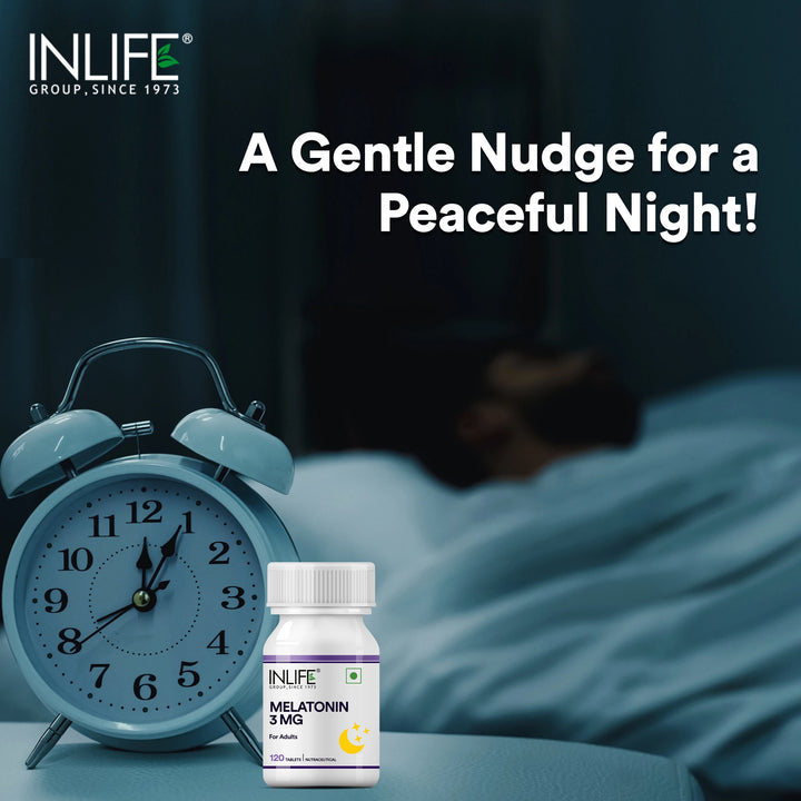 Inlife Melatonin 3mg tablets for Men & Women| Natural Sleep Aid | 120 Vegetarian Tablets