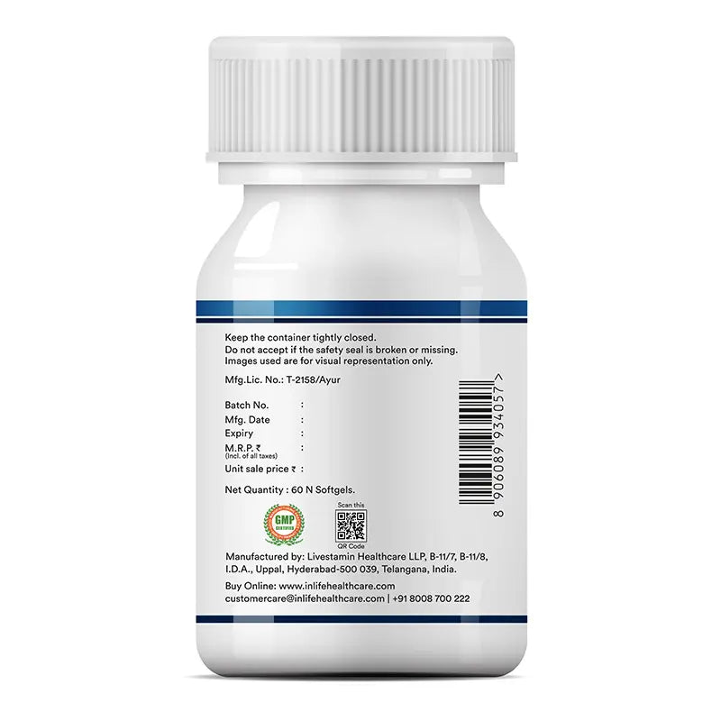 INLIFE Pure Himalayan Shilajit Resin 500mg Softgels