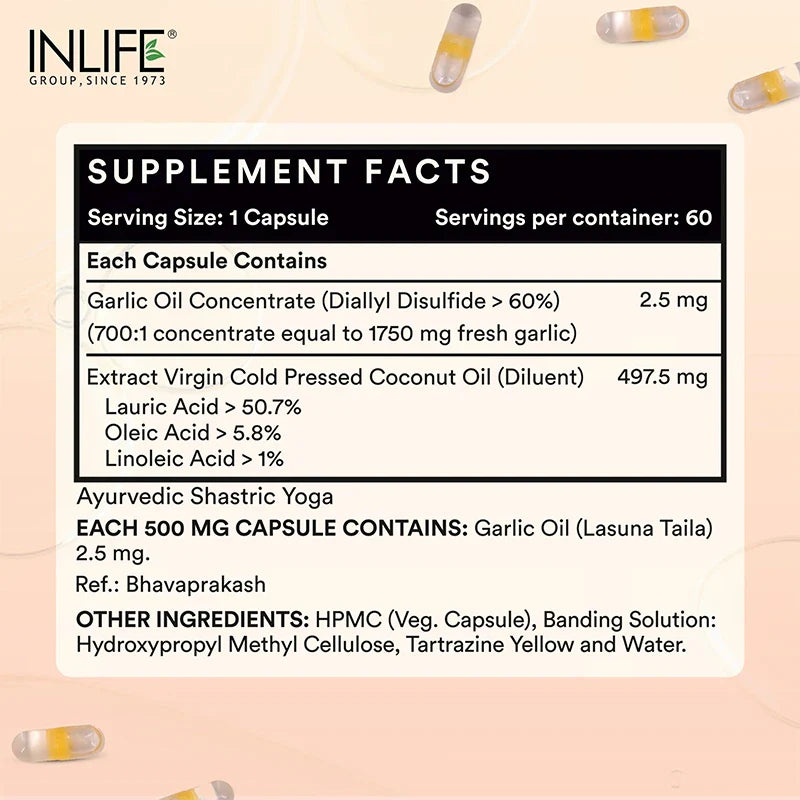 INLIFE Garlic Oil with Cold Pressed Coconut Oil Supplement