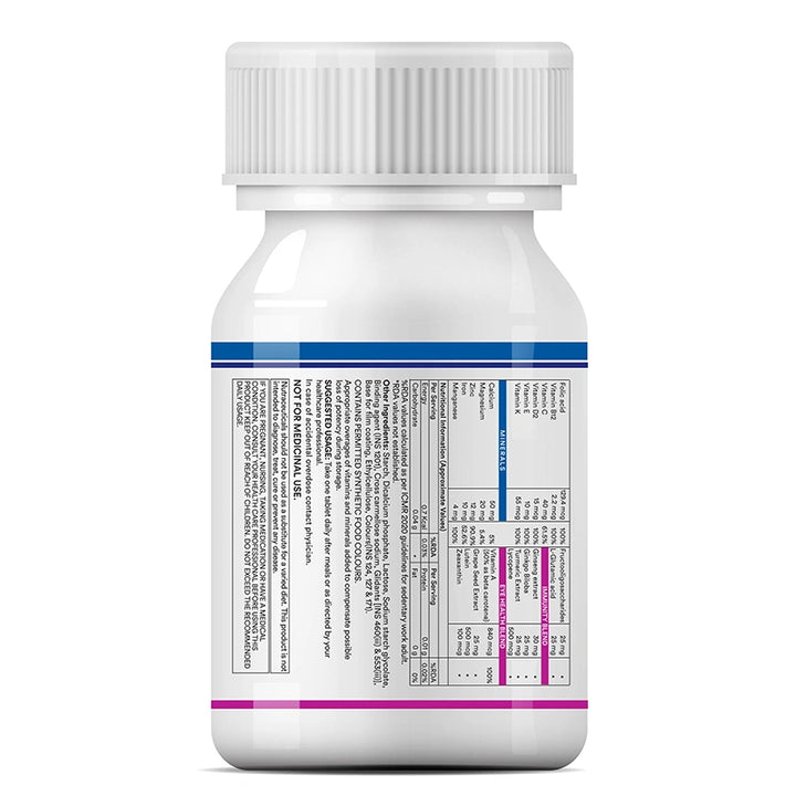 INLIFE Multivitamin Tablets For Men & Women with Ginseng & Prebiotic Probiotic | Multivitamin Supplement with Vitamin B12, C, D, E, Zinc & Biotin Nutrition Tablet