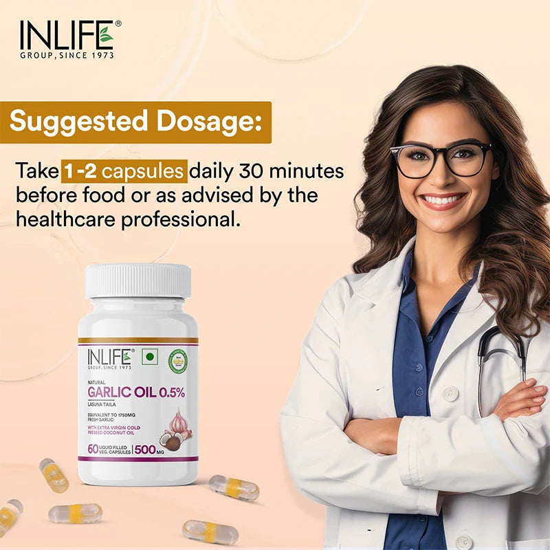 INLIFE Garlic Oil with Cold Pressed Coconut Oil Supplement