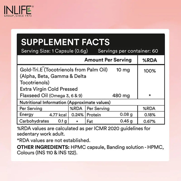 INLIFE Tocotrienol Oil with Flaxseed Oil Supplement