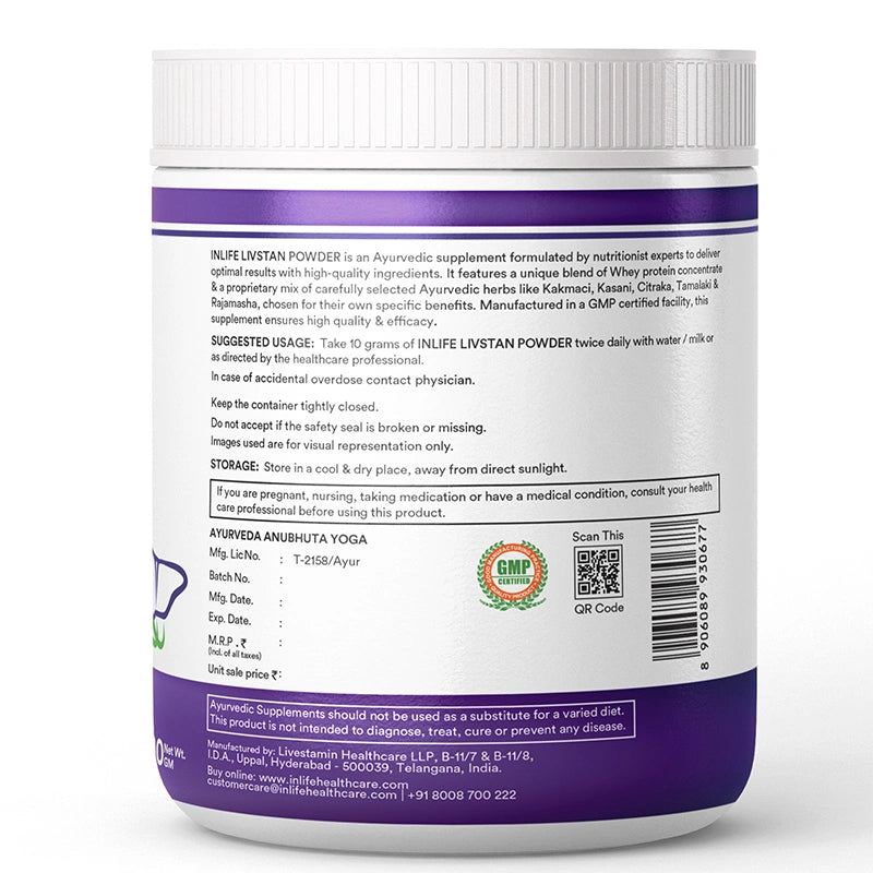INLIFE Livstan Liver Support Supplement, Whey Protein Powder with Ayurvedic Herbs - 300 grams (Vanilla)