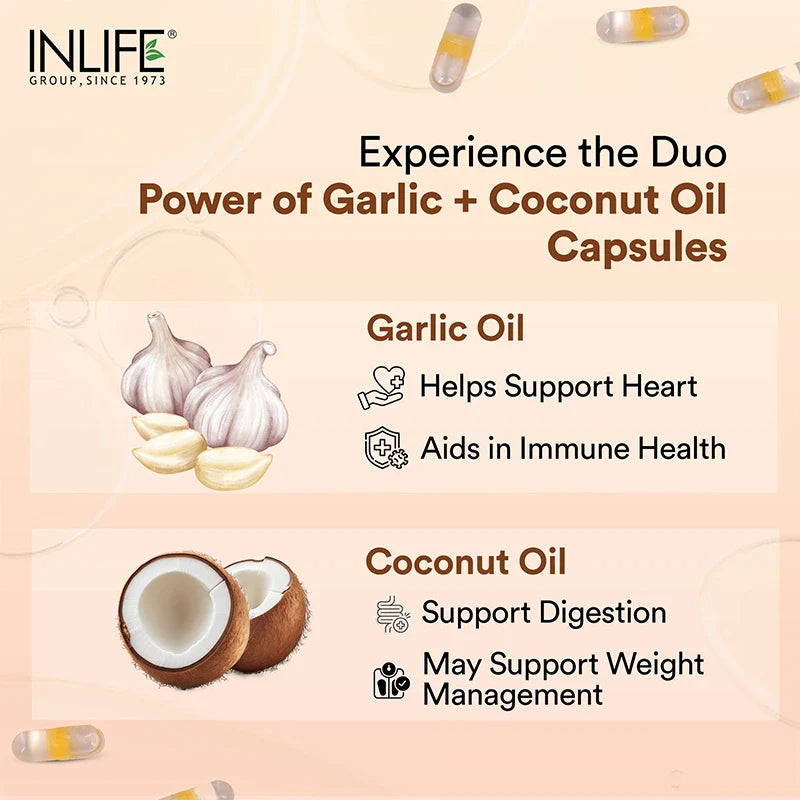 INLIFE Garlic Oil with Cold Pressed Coconut Oil Supplement