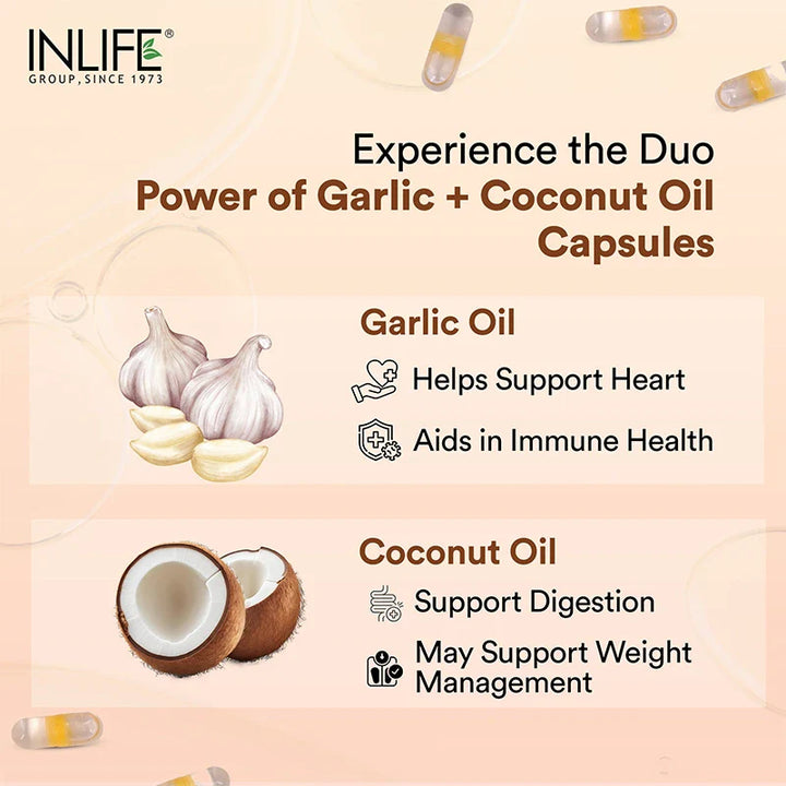 INLIFE Garlic Oil with Cold Pressed Coconut Oil Supplement