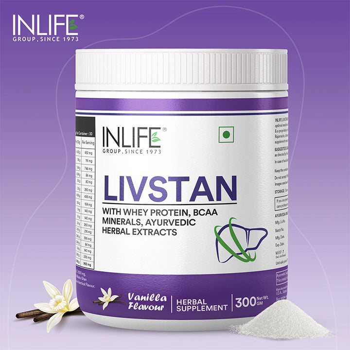 INLIFE Livstan Liver Support Supplement, Whey Protein Powder with Ayurvedic Herbs - 300 grams (Vanilla)