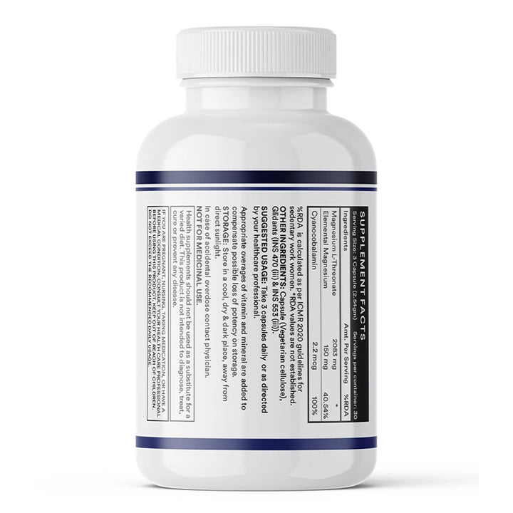 Inlife Magnesium L-Threonate-Capsules, High-Absorption Magnesium , Veg. Capsules