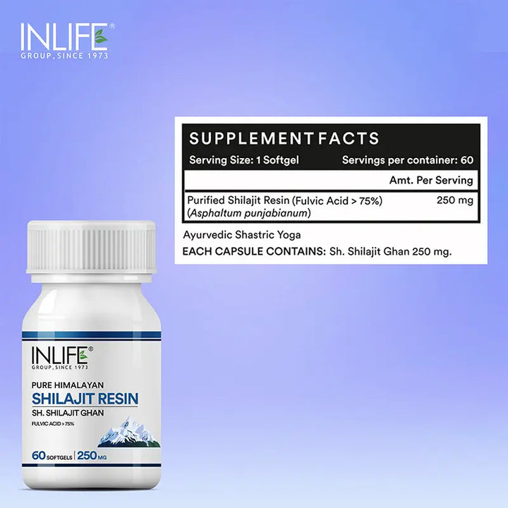 INLIFE Pure Himalayan Shilajit Resin 500mg Softgels