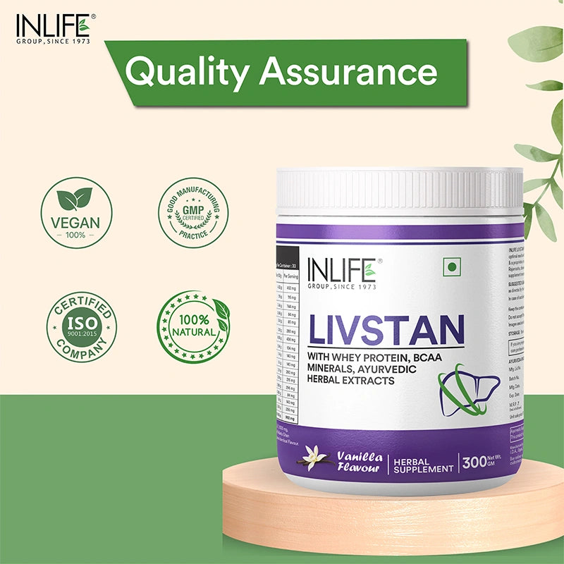 INLIFE Livstan Liver Support Supplement, Whey Protein Powder with Ayurvedic Herbs - 300 grams (Vanilla)