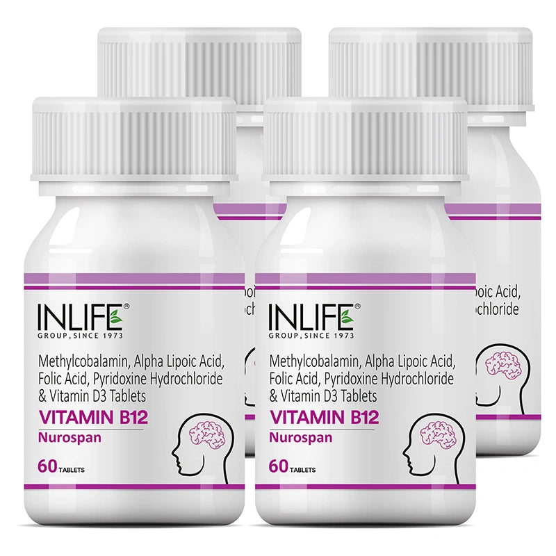 INLIFE Vitamin B12 (Methylcobalamin) 1500mcg Supplement with ALA, Folic Acid, Vitamin D3 | Nerve and Brain Health for Men & Women