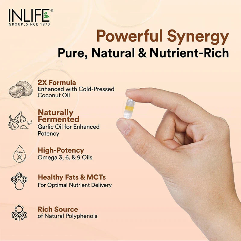 INLIFE Garlic Oil with Cold Pressed Coconut Oil Supplement