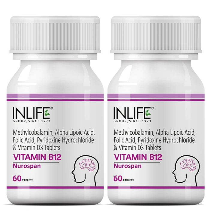 INLIFE Vitamin B12 (Methylcobalamin) 1500mcg Supplement with ALA, Folic Acid, Vitamin D3 | Nerve and Brain Health for Men & Women