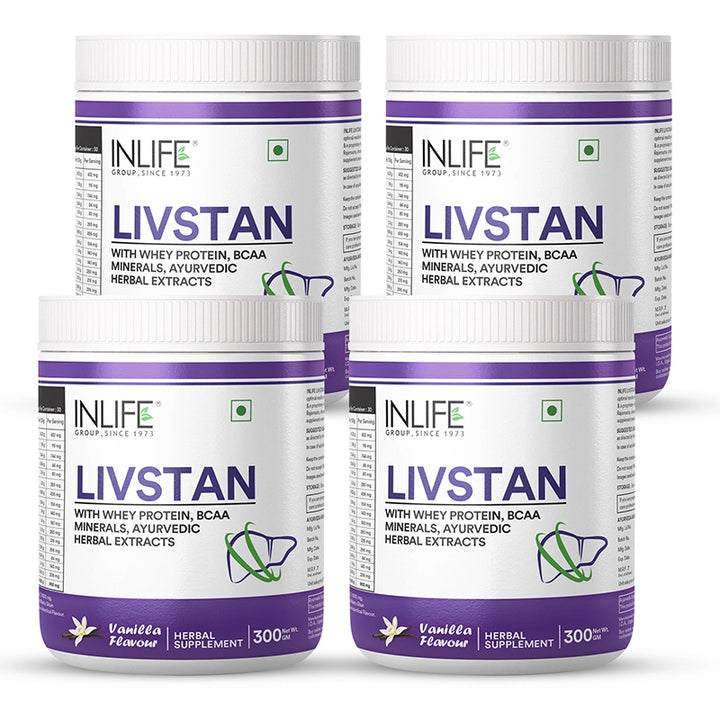 INLIFE Livstan Liver Support Supplement, Whey Protein Powder with Ayurvedic Herbs - 300 grams (Vanilla)