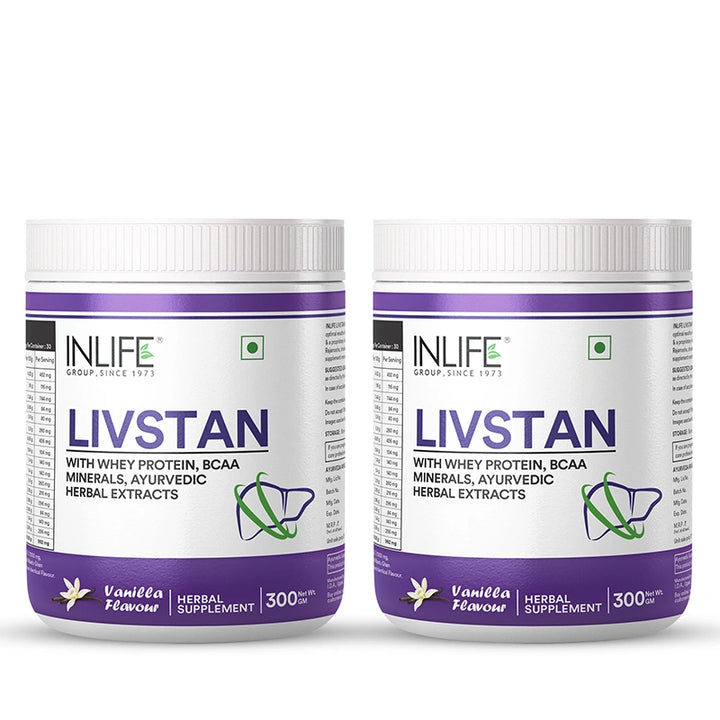 INLIFE Livstan Liver Support Supplement, Whey Protein Powder with Ayurvedic Herbs - 300 grams (Vanilla)
