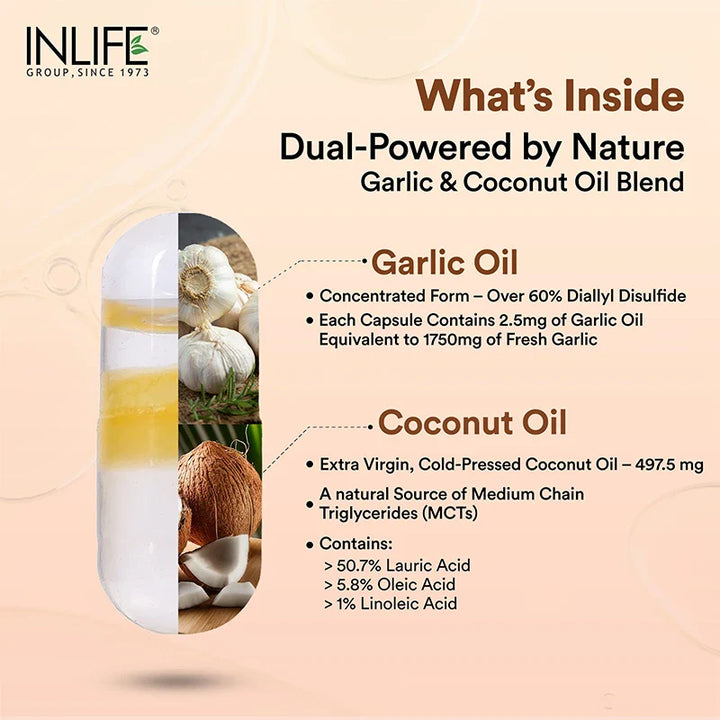 INLIFE Garlic Oil with Cold Pressed Coconut Oil Supplement
