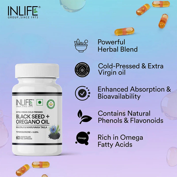 INLIFE Black Seed Oil with Oregano Oil Supplement