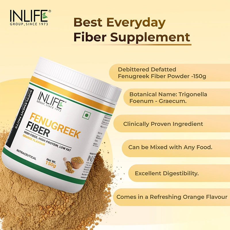 INLIFE Fenugreek Fiber Powder | Refreshing Orange Flavor-150g&nbsp;
