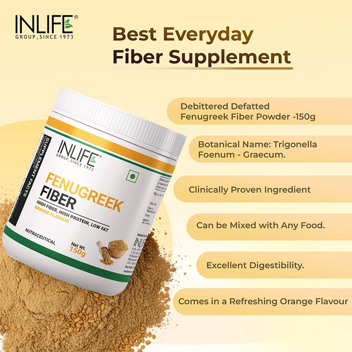 INLIFE Fenugreek Fiber Powder | Refreshing Orange Flavor-150g&nbsp;