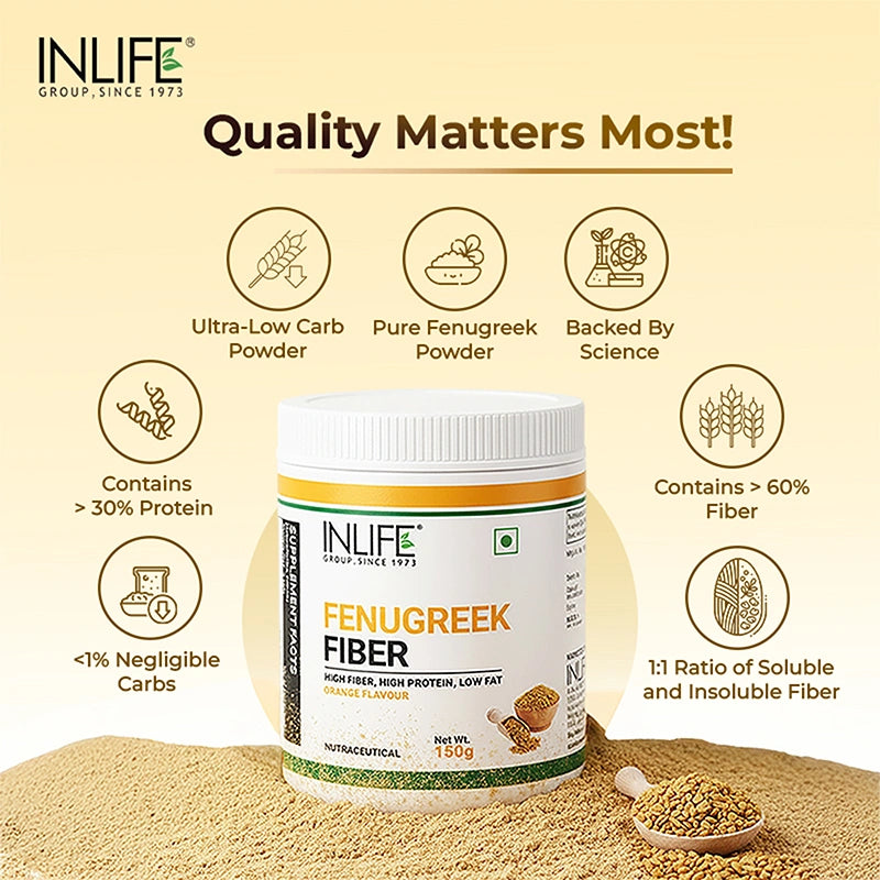 INLIFE Fenugreek Fiber Powder | Refreshing Orange Flavor-150g&nbsp;
