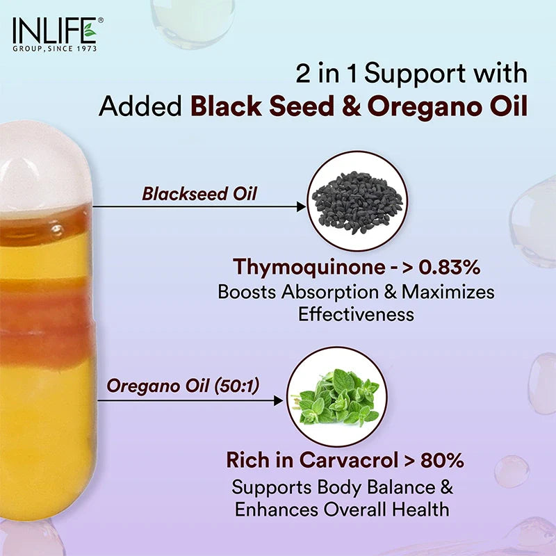 INLIFE Black Seed Oil with Oregano Oil Supplement