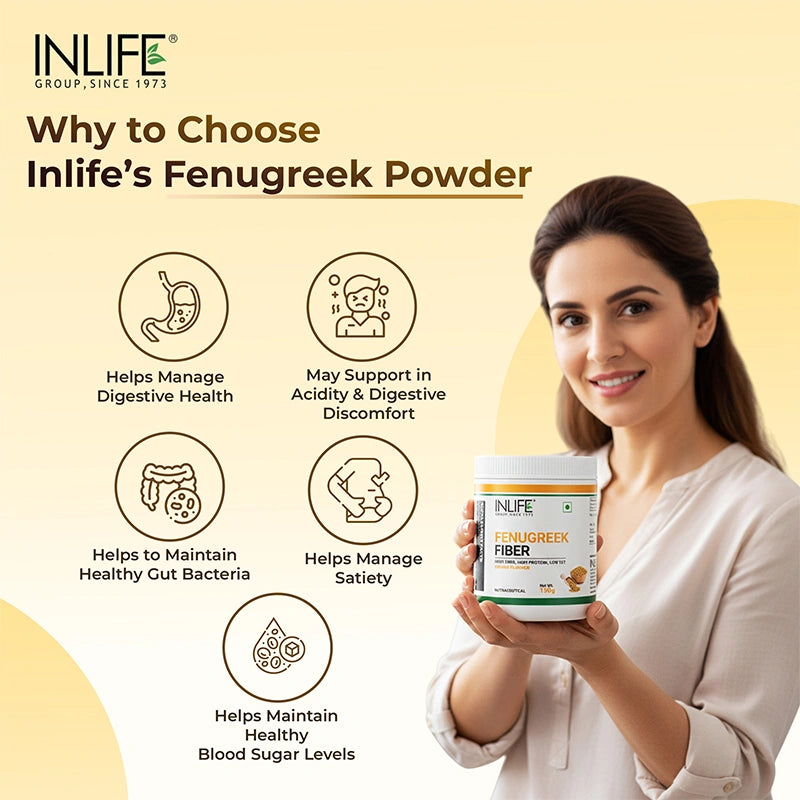 INLIFE Fenugreek Fiber Powder | Refreshing Orange Flavor-150g&nbsp;