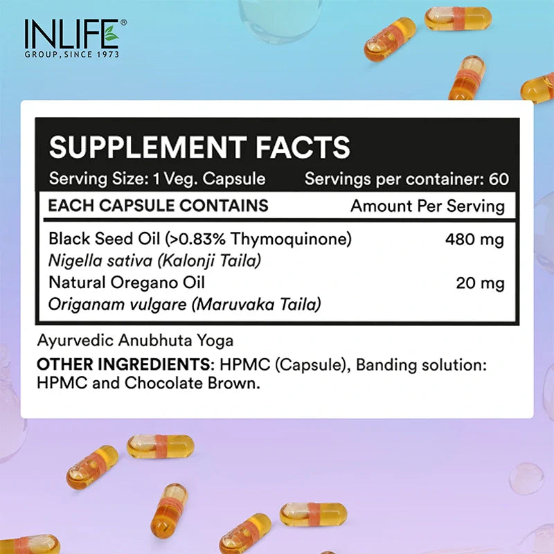 INLIFE Black Seed Oil with Oregano Oil Supplement