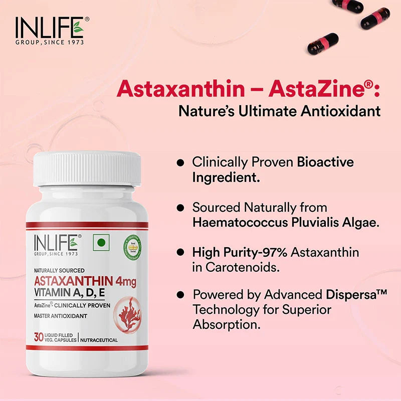 INLIFE AstaZine® Astaxanthin with Vitamins A, D3 & E Supplement